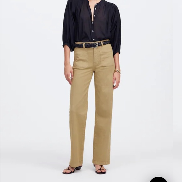 Madewell The Emmett Wide Leg Pant Patch Pocket Heritage Khaki Color Size 31 - Picture 2 of 6